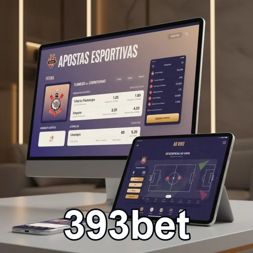 Interface da 393bet com opções de apostas esportivas em tablet e desktop.
