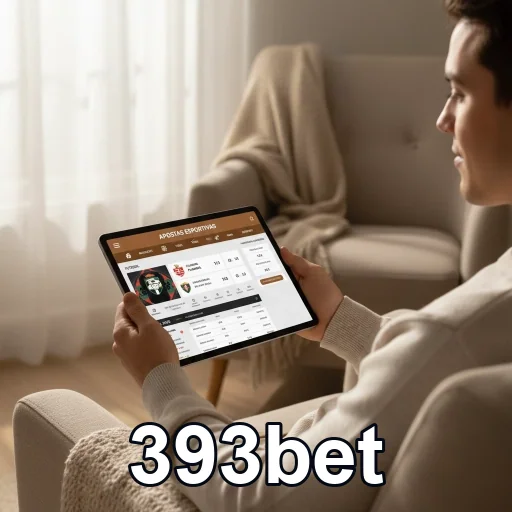 Usuário acessando a plataforma de apostas da 393bet em tablet.