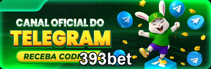 Coelho animado promovendo o canal VIP da 393bet no Telegram.