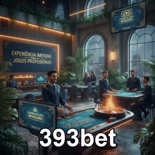 Jogadores em um cassino ao vivo no 393bet com mesas de jogos.