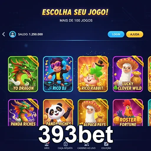Tela inicial do cassino 393bet com jogos disponíveis.
