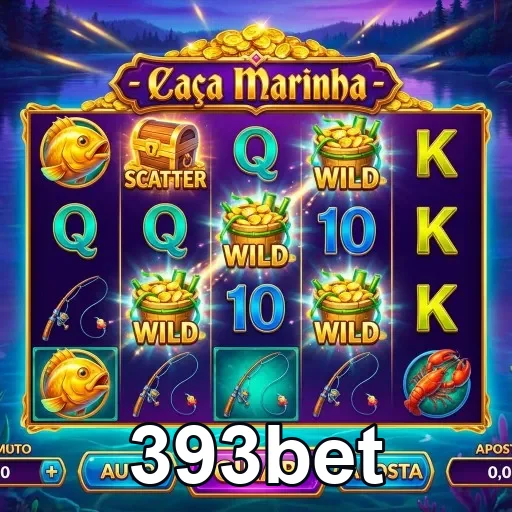 Tela do jogo Caça Marinha no site 393bet com símbolos vibrantes.