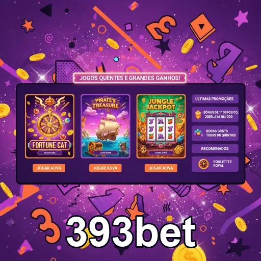 Interface de slots do 393bet destacando jogos e bônus.
