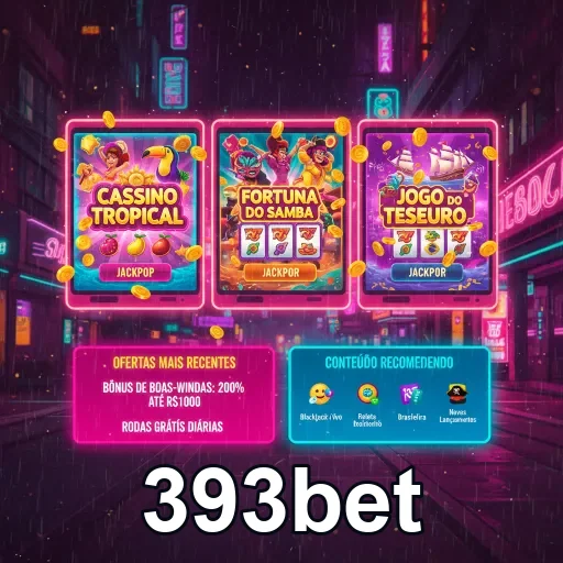 Tela da 393bet mostrando slots populares e jackpots destacados.
