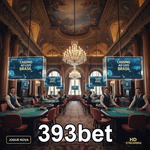 Ambiente sofisticado do cassino ao vivo 393bet com crupiês.