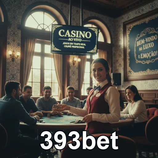 Funcionária da 393bet apresentando jogos de cassino ao vivo.